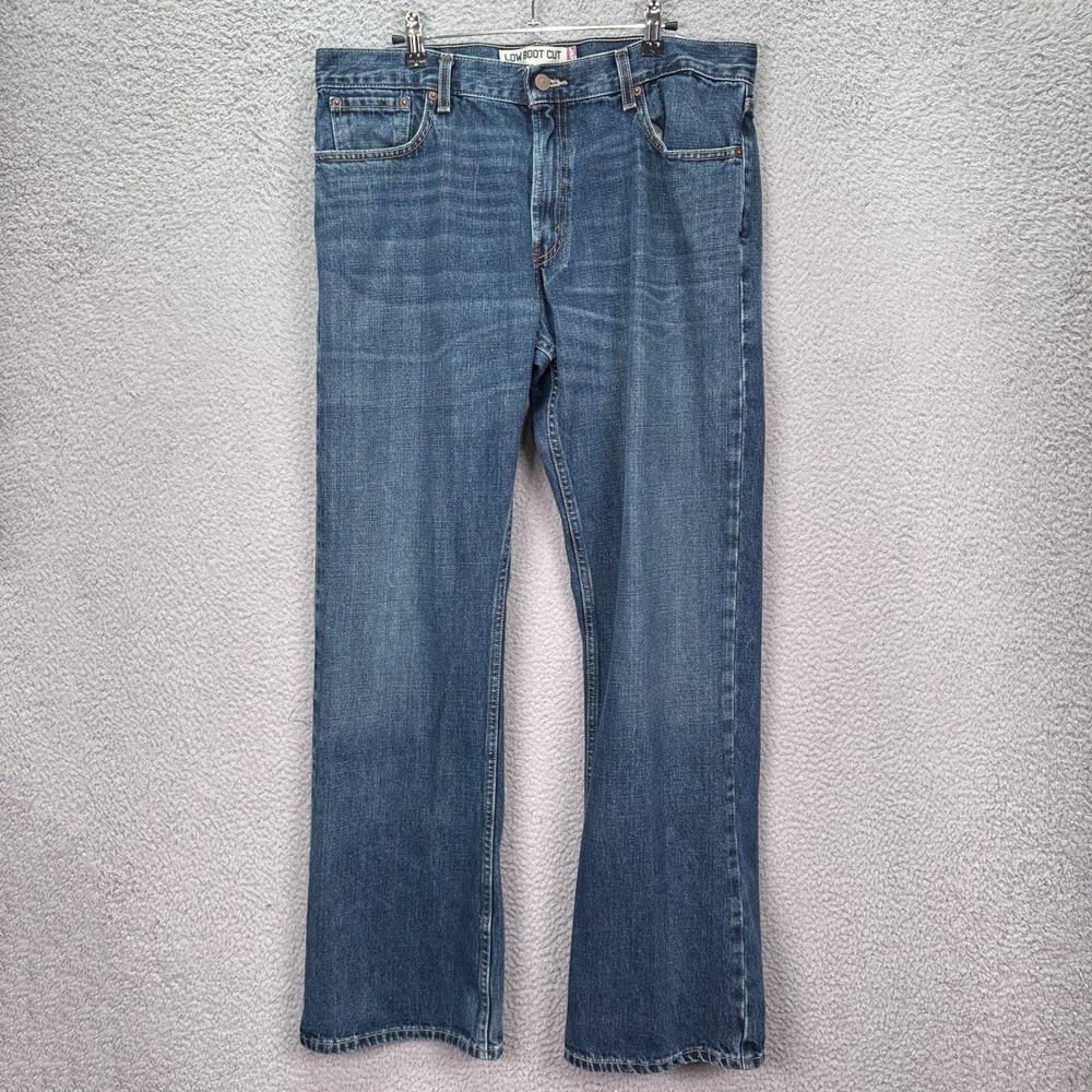Levis Jeans Mens 36x34 Blue 527 Low Boot Cut Distressed Preppy Classic Y2K